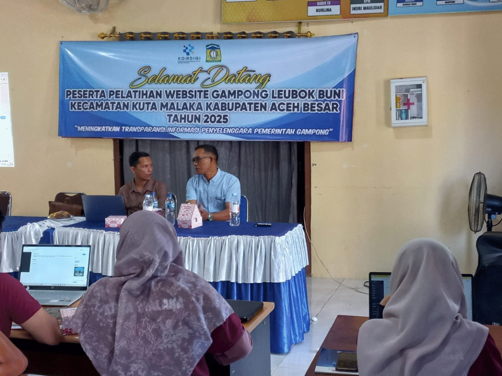 Diskominfo Aceh Besar Latih Kelola Website untuk Lima Gampong di Kuta Malaka