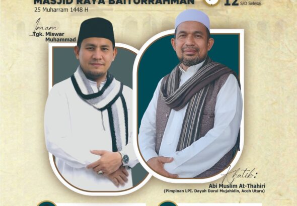 Tata Laksana Shalat Jum'at di Masjid Raya Baiturrahman 10 Juli 2026, Abi Muslim At-Thahiri Bertindak sebagai Khatib