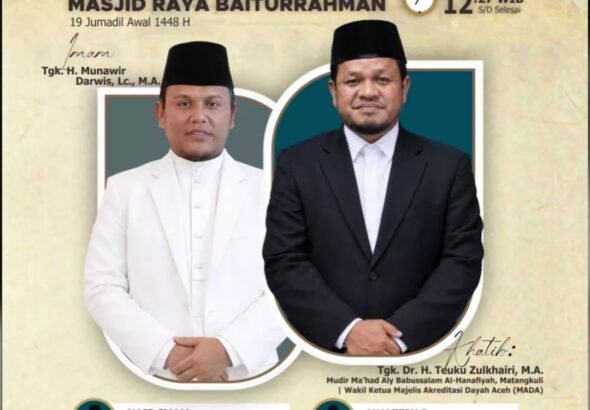 Tata Laksana Shalat Jumat Masjid Raya Baiturrahman Aceh, 30 Oktober 2026
